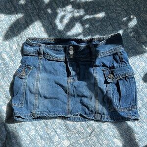 Y2K Cargo-Style Denim Mini Skirt